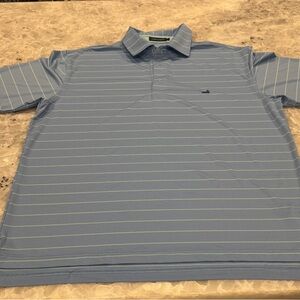 Men's Light Blue Striped Southern Marsh Polo Shirt